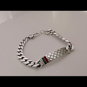 GUCCI Bracelet Chain red & green strip 925 Sterling silver
